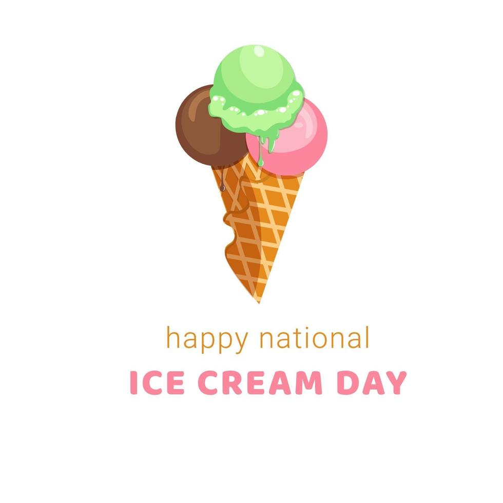 Happy National Ice Cream Day Poster. vector