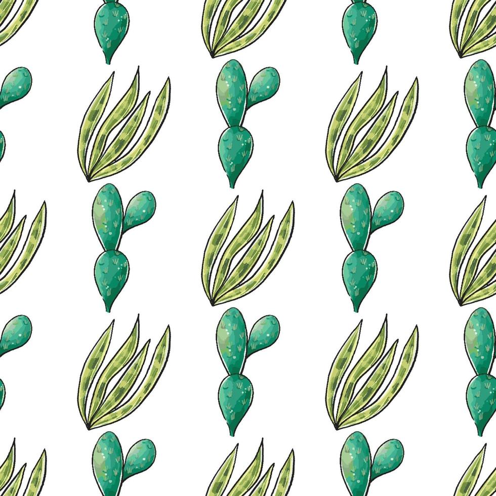 Cactus seamless pattern. vector