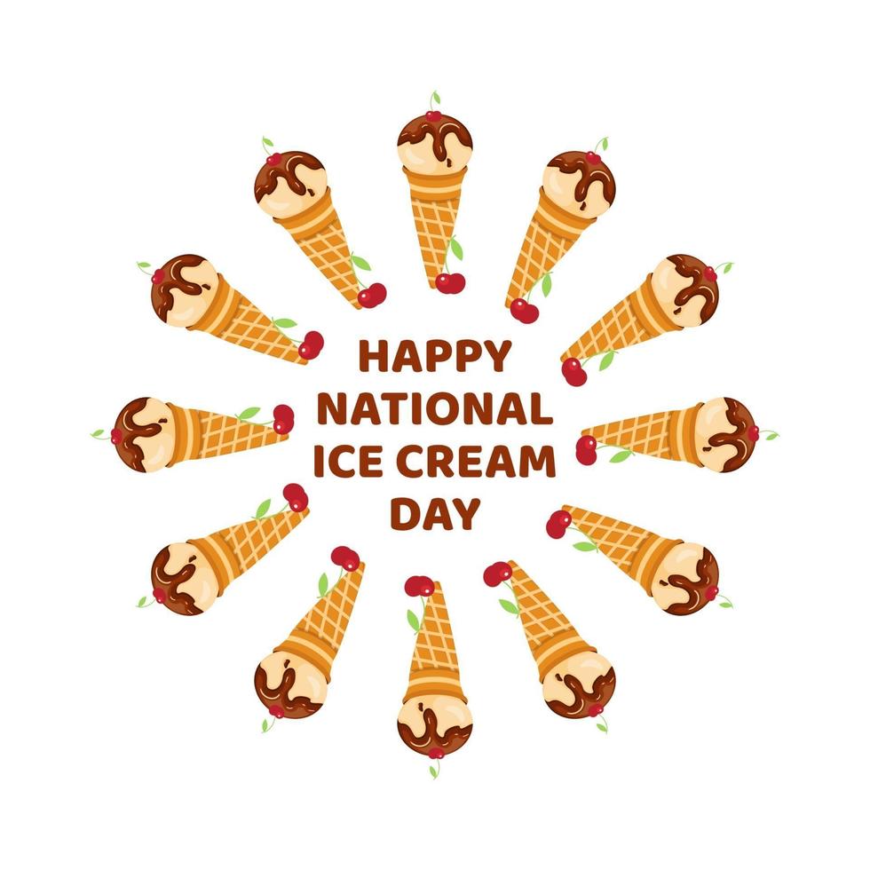 Happy National Ice Cream Day Poster. vector
