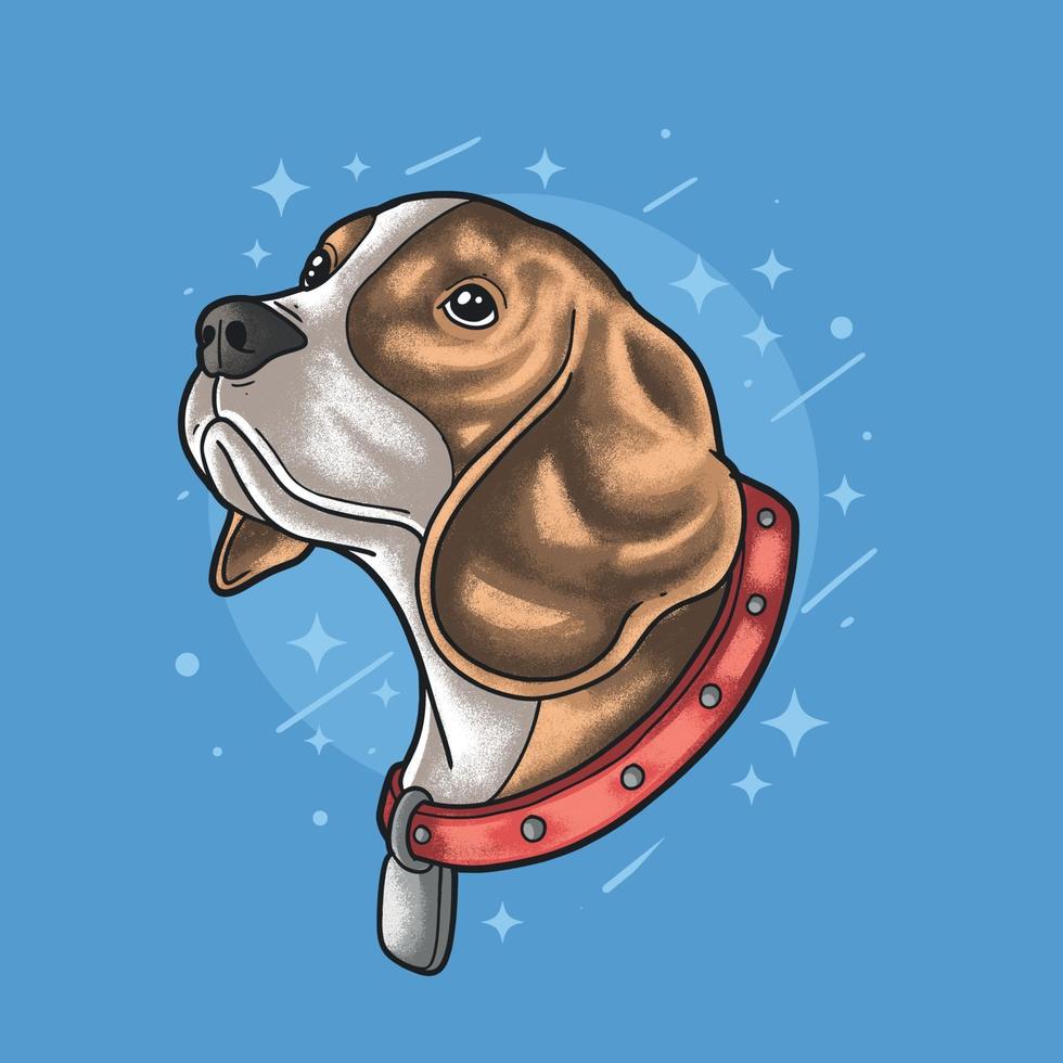 estilo grunge de vector de ilustración de cabeza de perro beagle