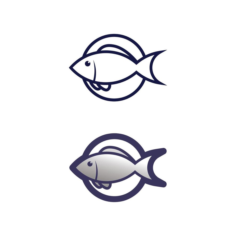 Plantilla de logotipo de pez icono de animal acuático y diseño de logotipo vector
