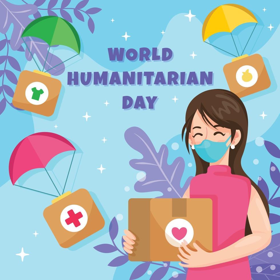 Women hold Box for humanitarian day vector