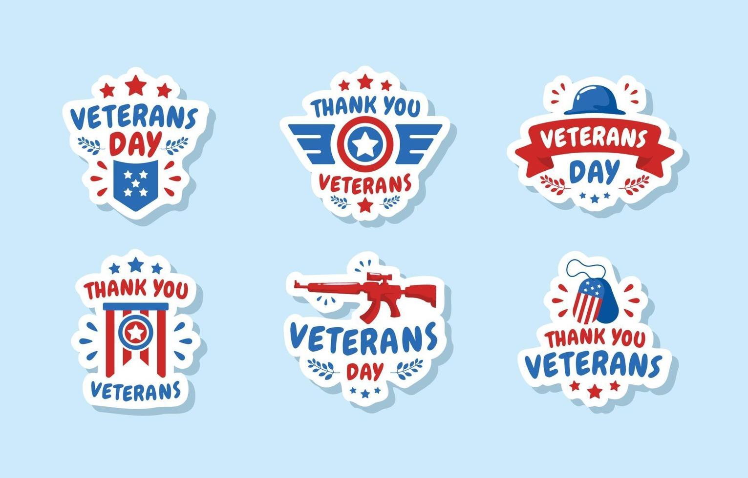 USA Veterans Day Icon Sticker Set vector