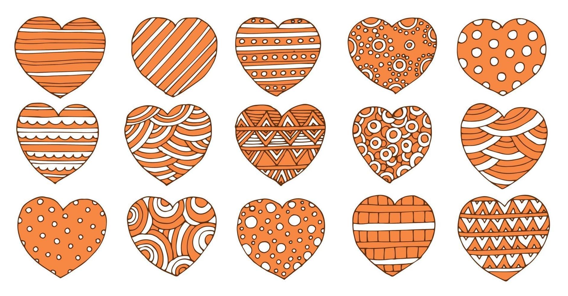 Vector hand drawn collection of graphic hearts. Design elements