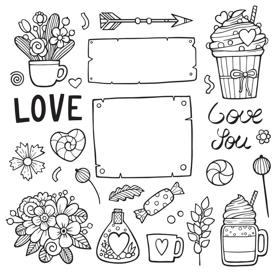 Hand drawn doodle Love and Feelings, Valentines day, Mothers vector