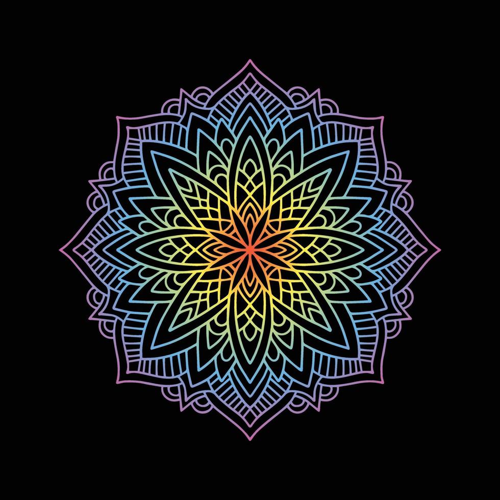Round gradient mandala on white isolated background. vector