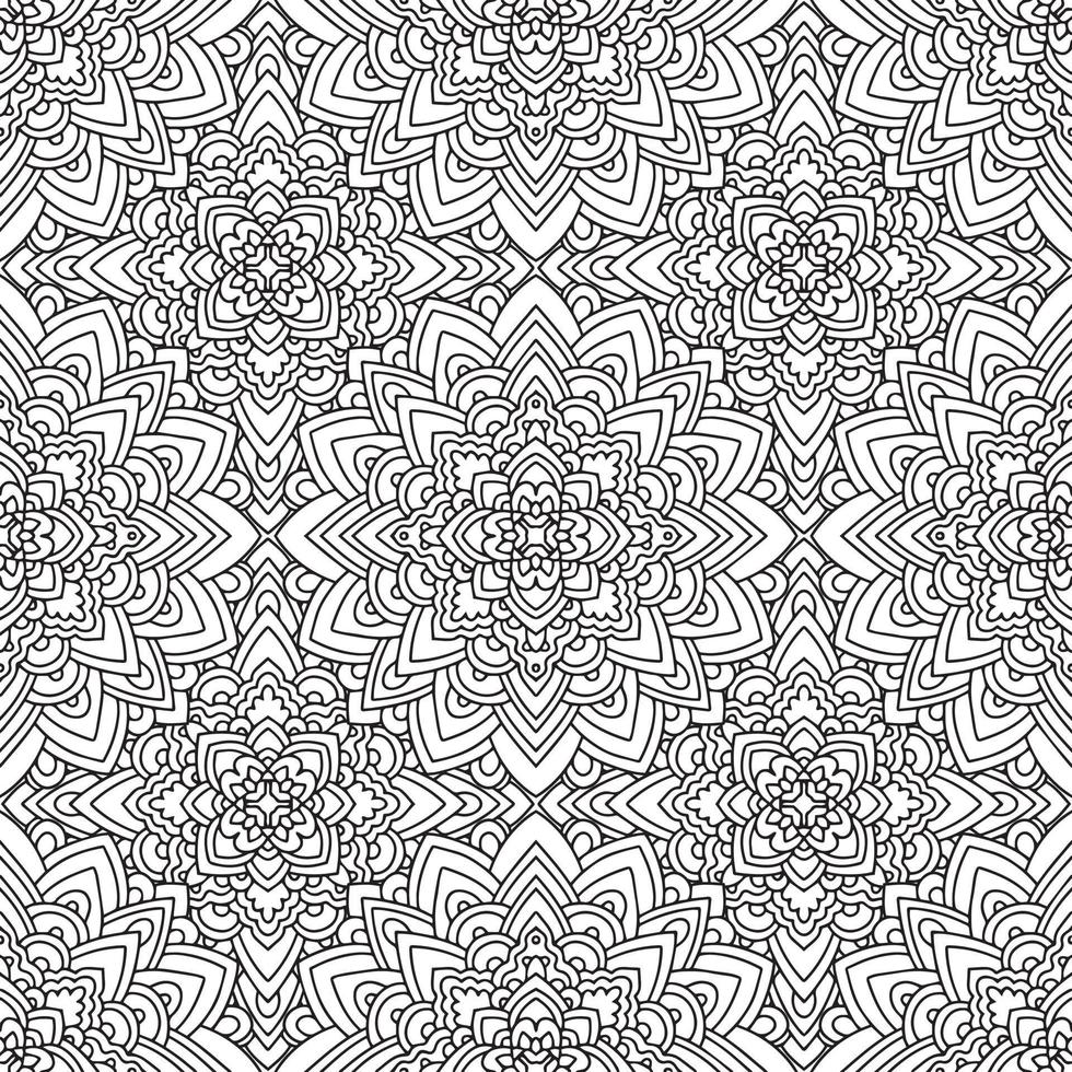 Vector seamless ethnic pattern with american indian motifs in black