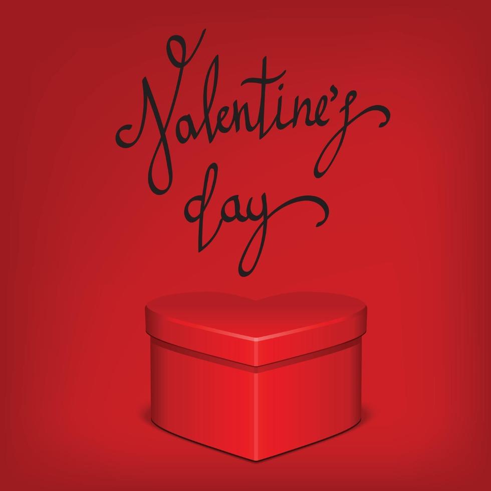 Gift box. Happy Valentines Day Hand Drawing Vector Lettering design.