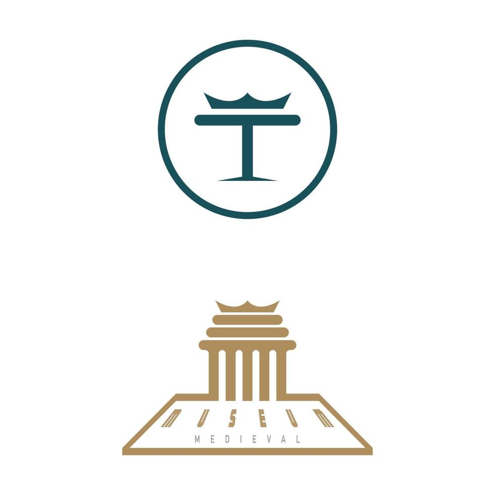 Ancient Pillar Columns Greek Rome Athens Historical Building logo vector