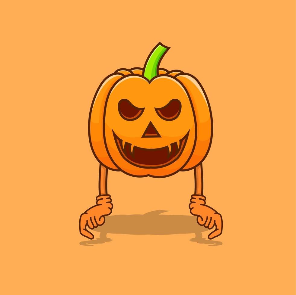 Pumpkin halloween isolated illustration vector with hand and shadow