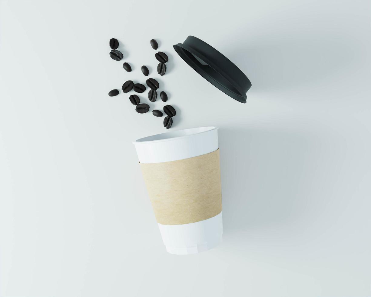 un paquete usado para café con tazas de café. foto