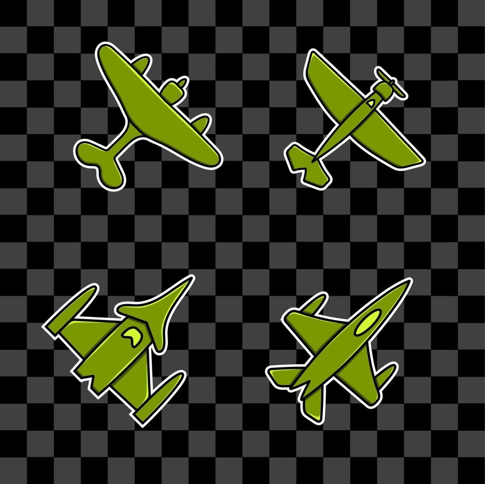 Conjunto de aviones de combate militares aislados ilustración vectorial avión vector