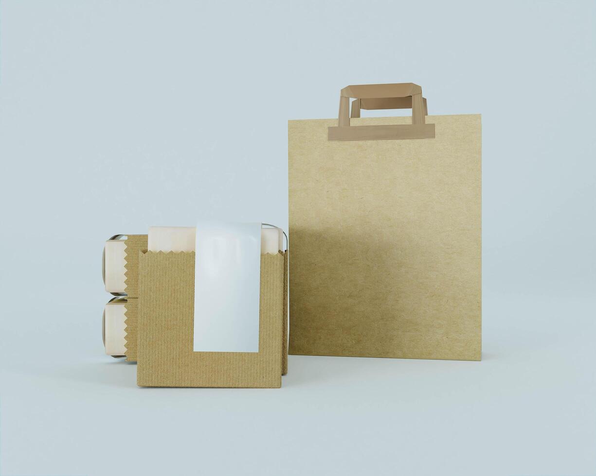 Paper bag for carrying things on white background photo