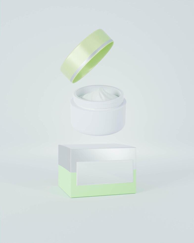 A white cream jar placed on a white background photo