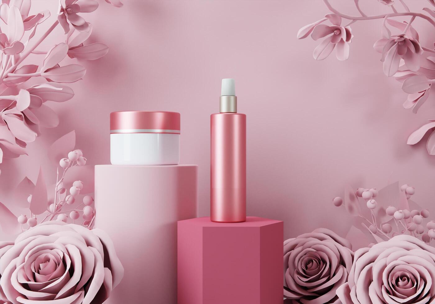 Bottles and spray bottles for medicine or cosmetics. photo