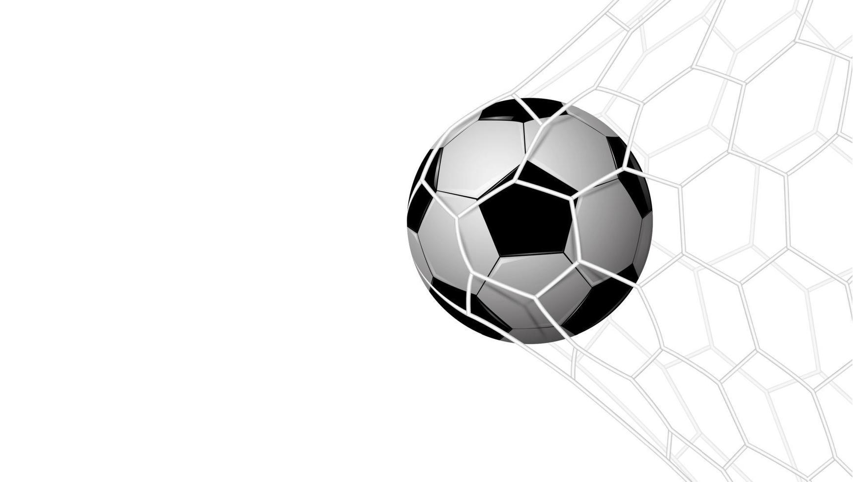 Realistic football in net isolated on white background vector