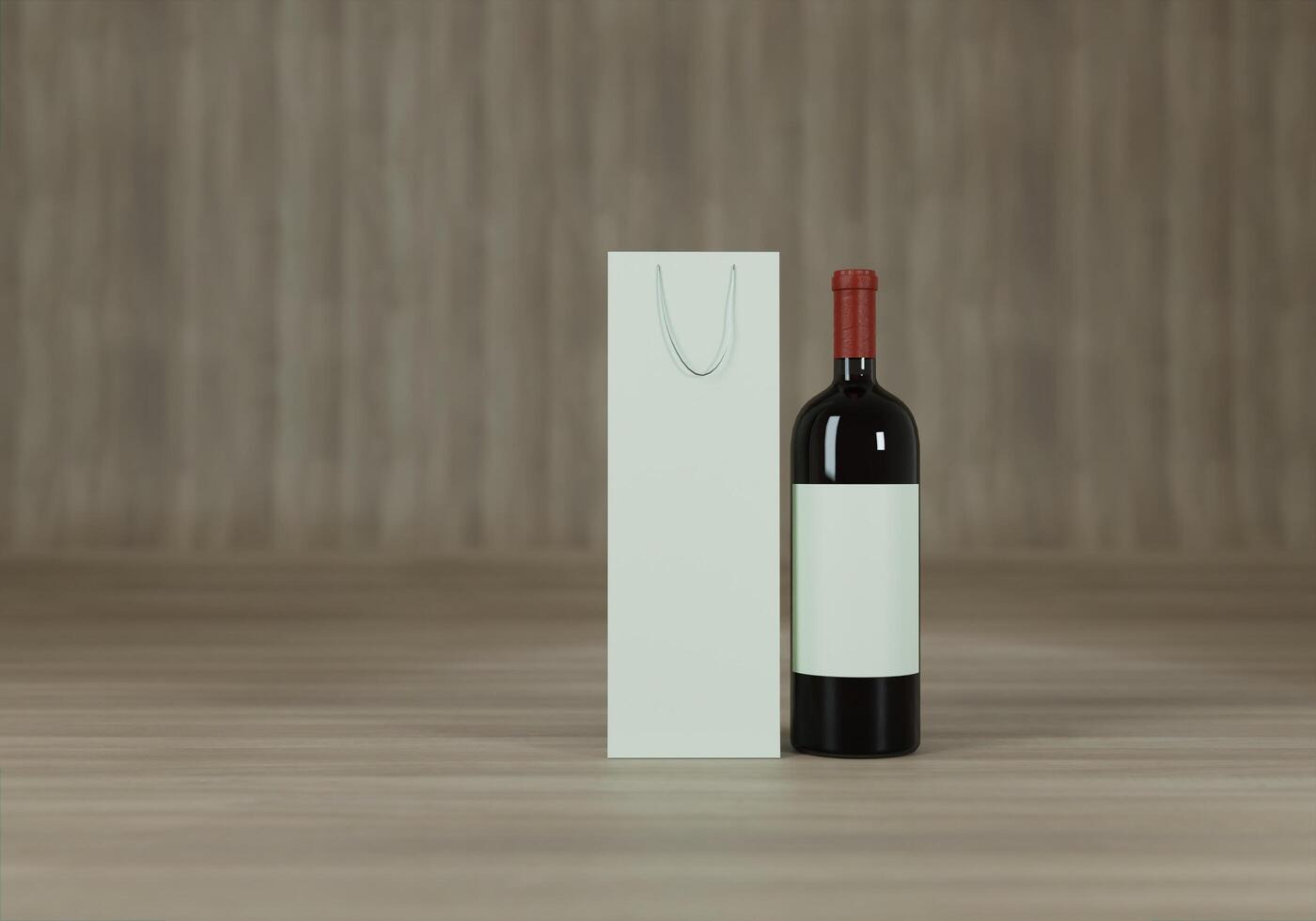 wine bottle placed on the floor, 3d photo