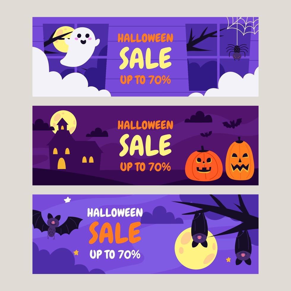 Halloween Sale Banners Set vector