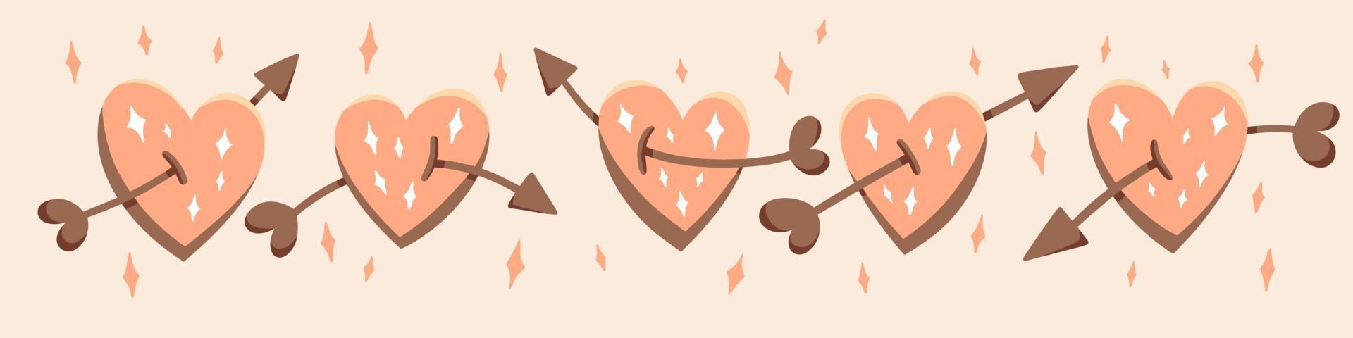 Hand drawn nude hearts vector