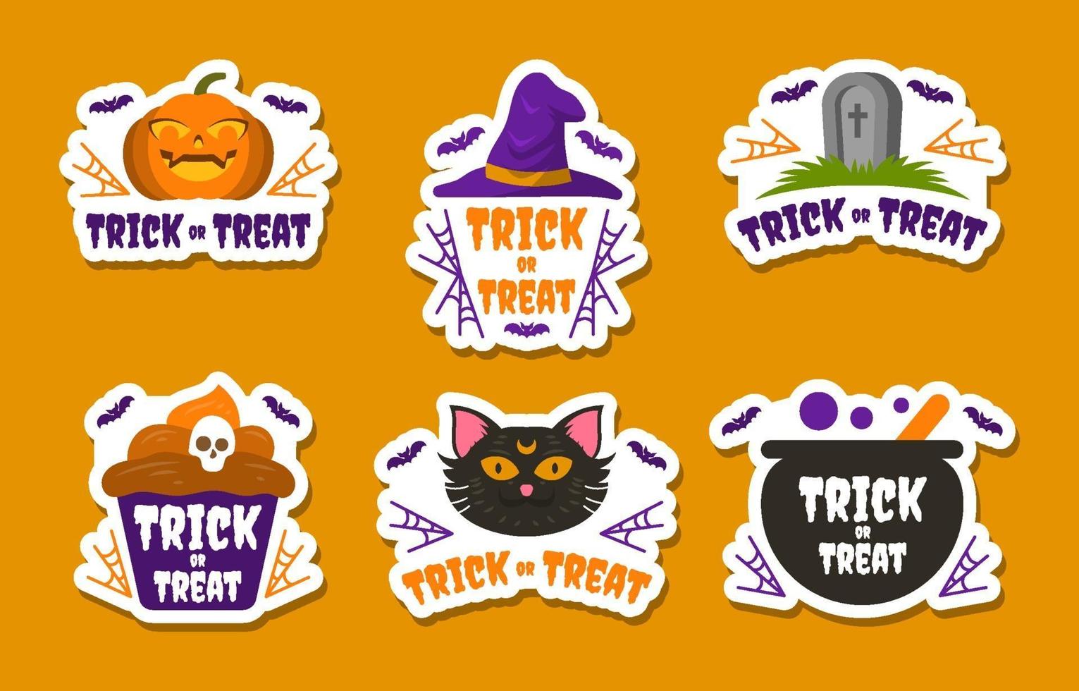 Halloween Trick Or Treat Sticker Collection vector