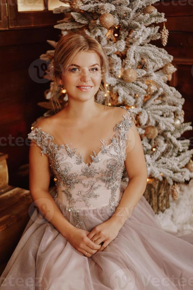 Christmas, winter holidays concept. Beautiful woman photo