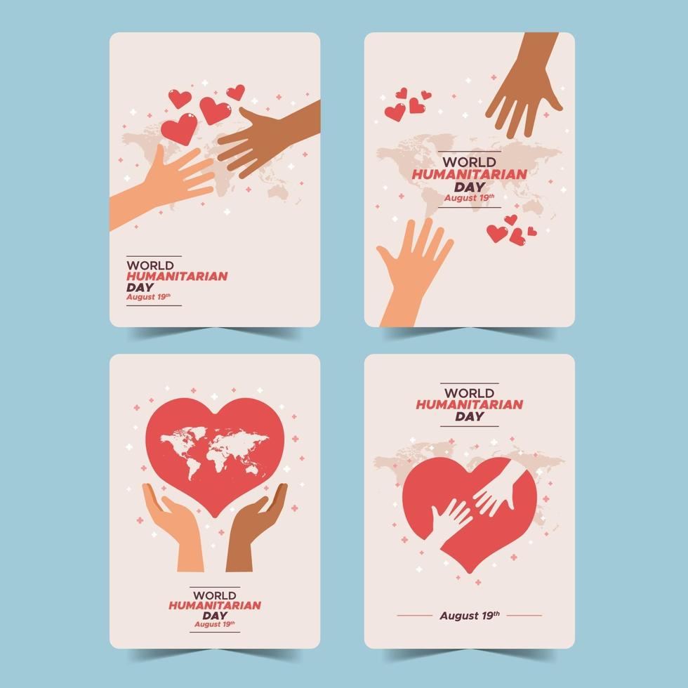 Flat World Humanitarian Day Card Collection vector