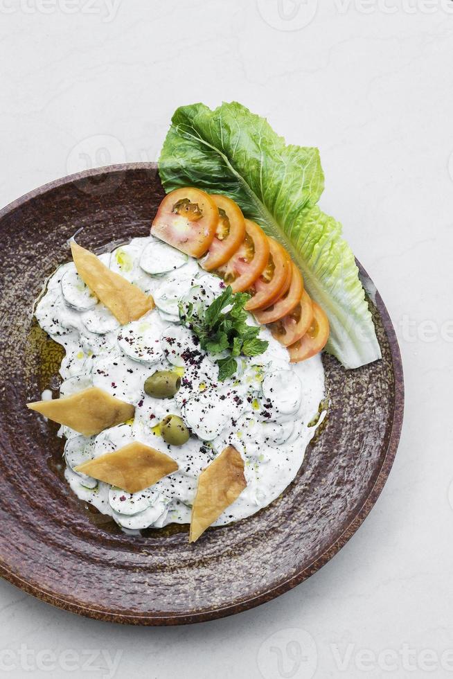 Laban fresh yogurtcucumber Middle Eastern Lebanese dip snack starter
