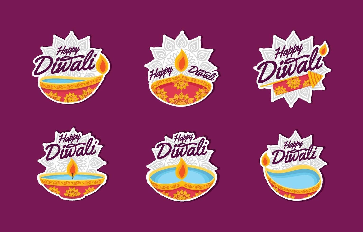 etiqueta engomada feliz del festival de diwali vector