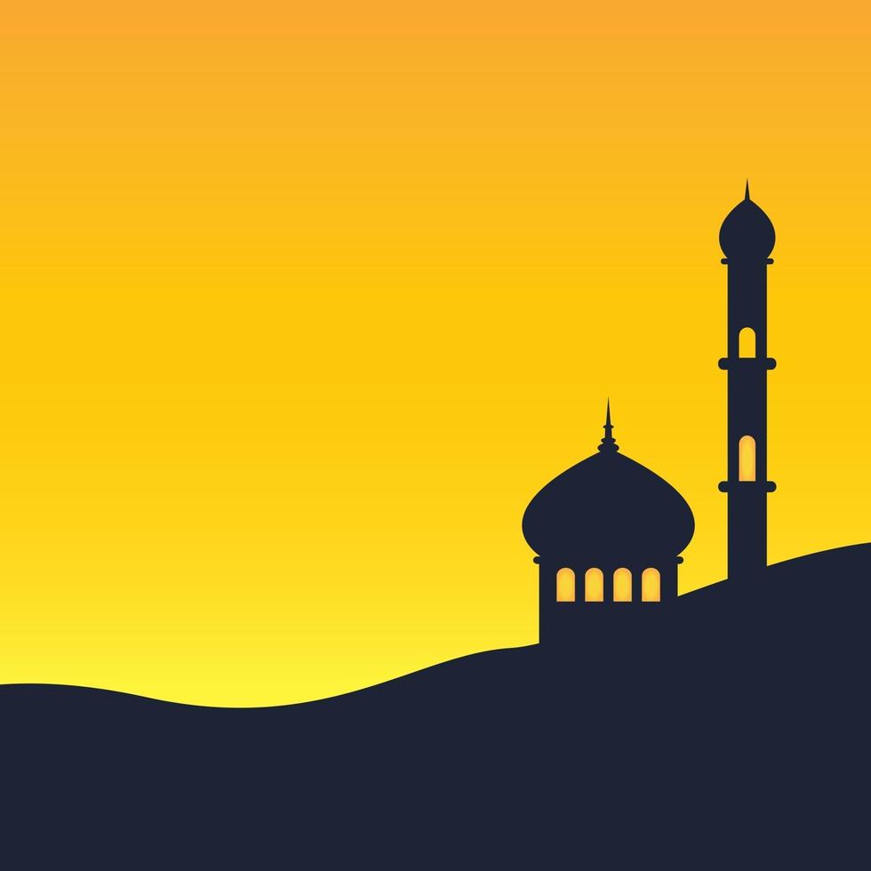 Silhouette Islamic Mosque Vector