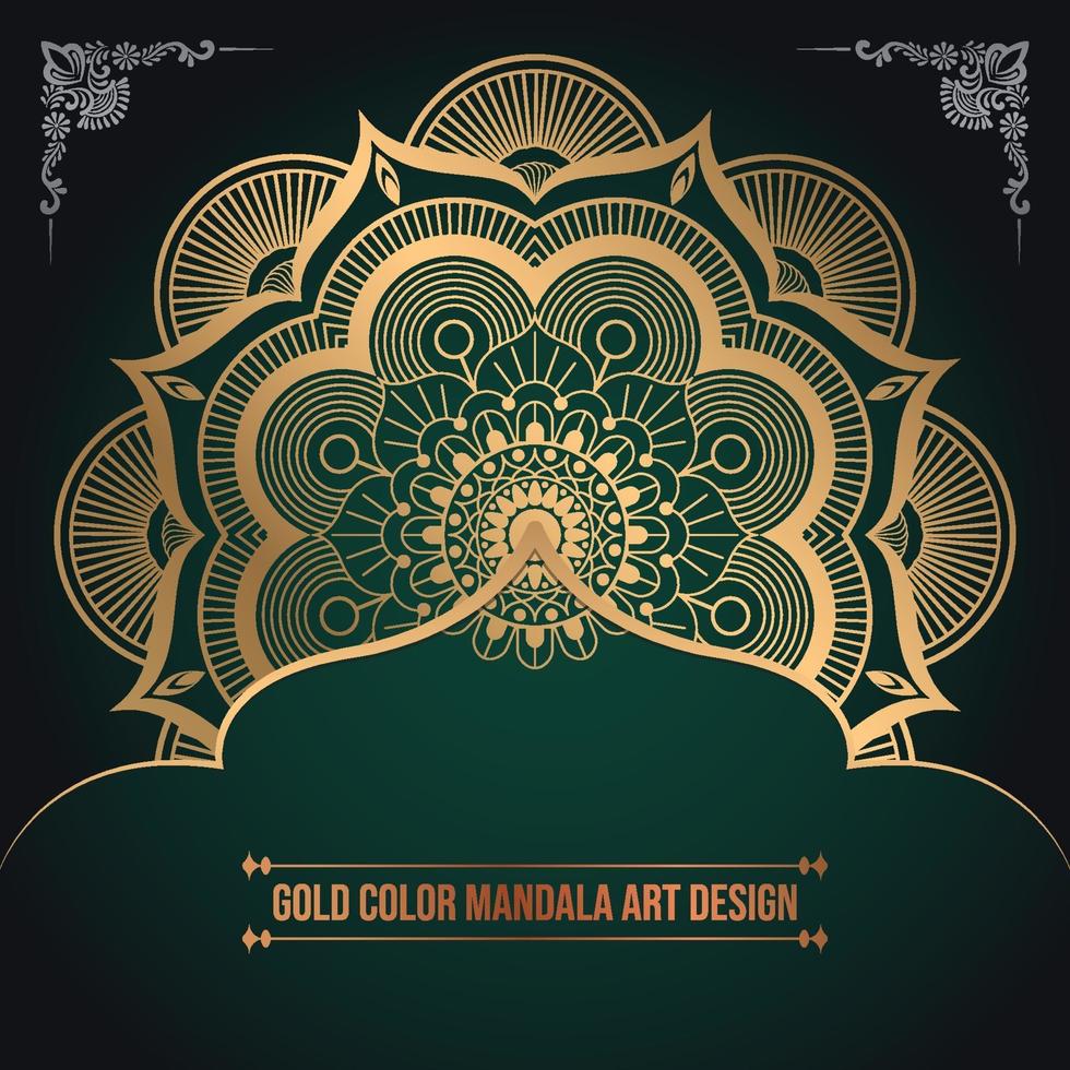 Luxury Golden Color Islamic Pattern Mandala Art Design vector