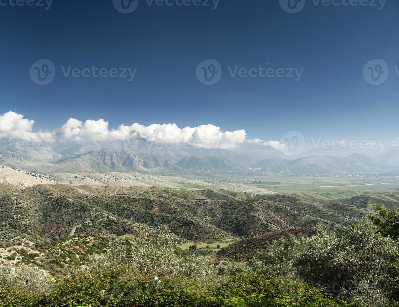 South Albania countryside scenic landscape view on sunny day near Sarande photo