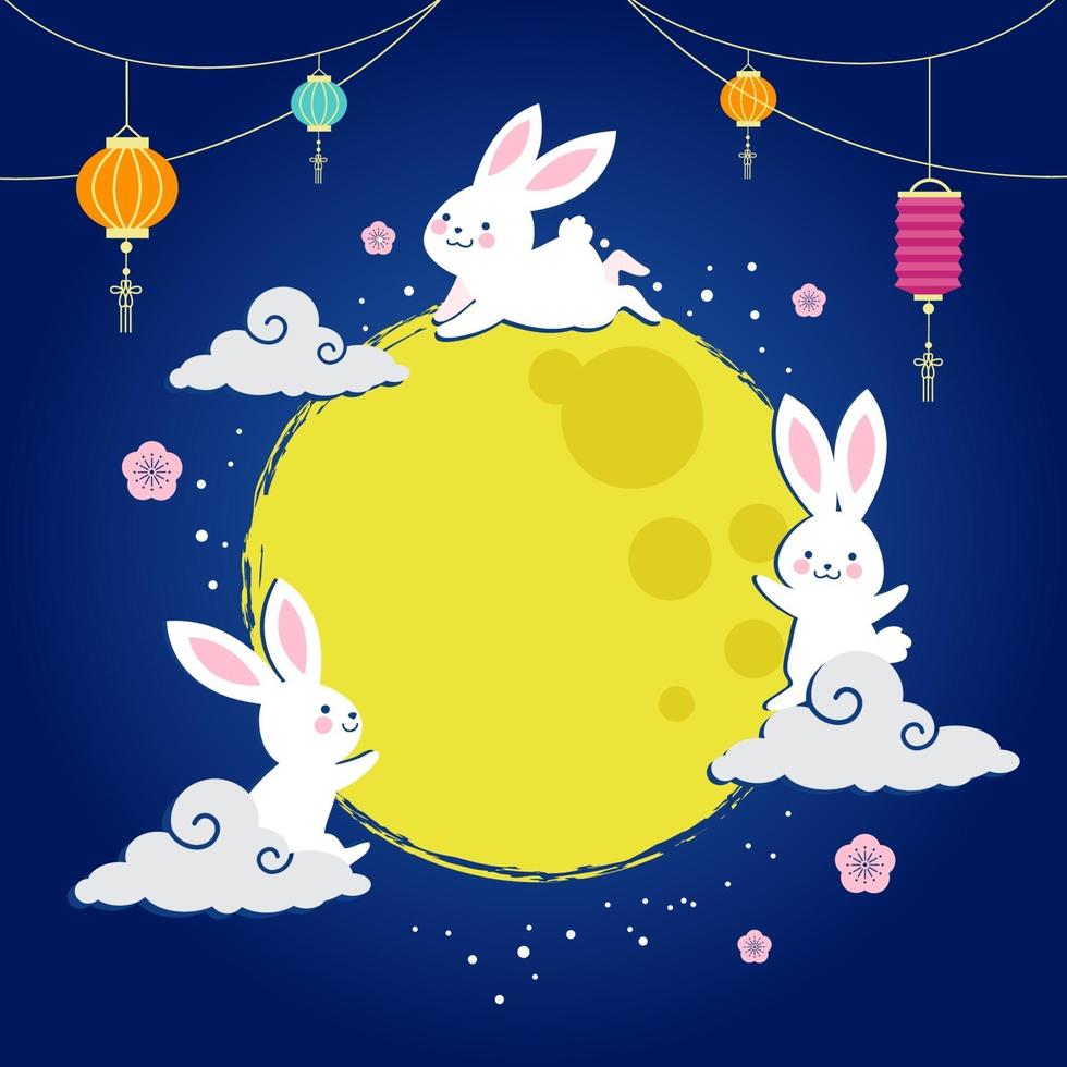 Rabbit on the Moon vector