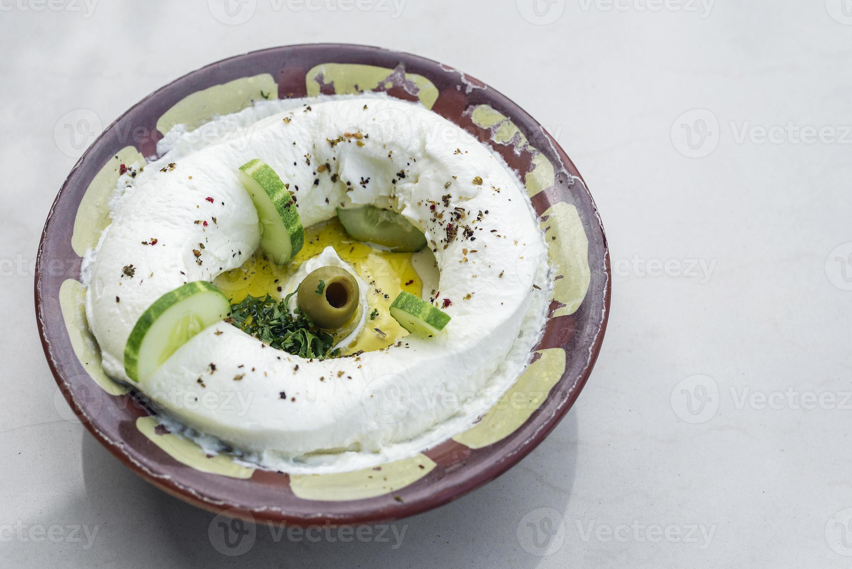labneh fresco libanés medio oriente queso crema dip bocadillos dip foto