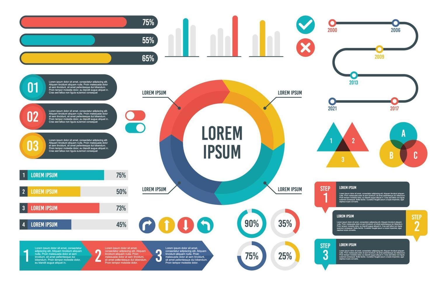 colorido conjunto de elementos de infografía vector