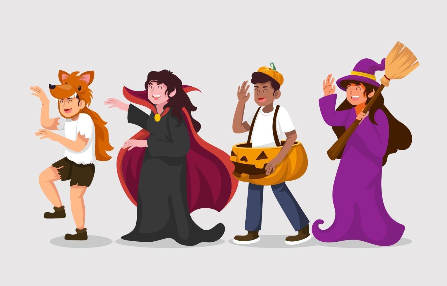 fiesta de disfraces de halloween vector