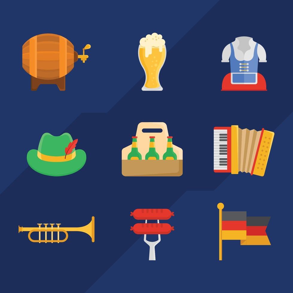 conjunto de iconos de elementos de oktoberfest vector