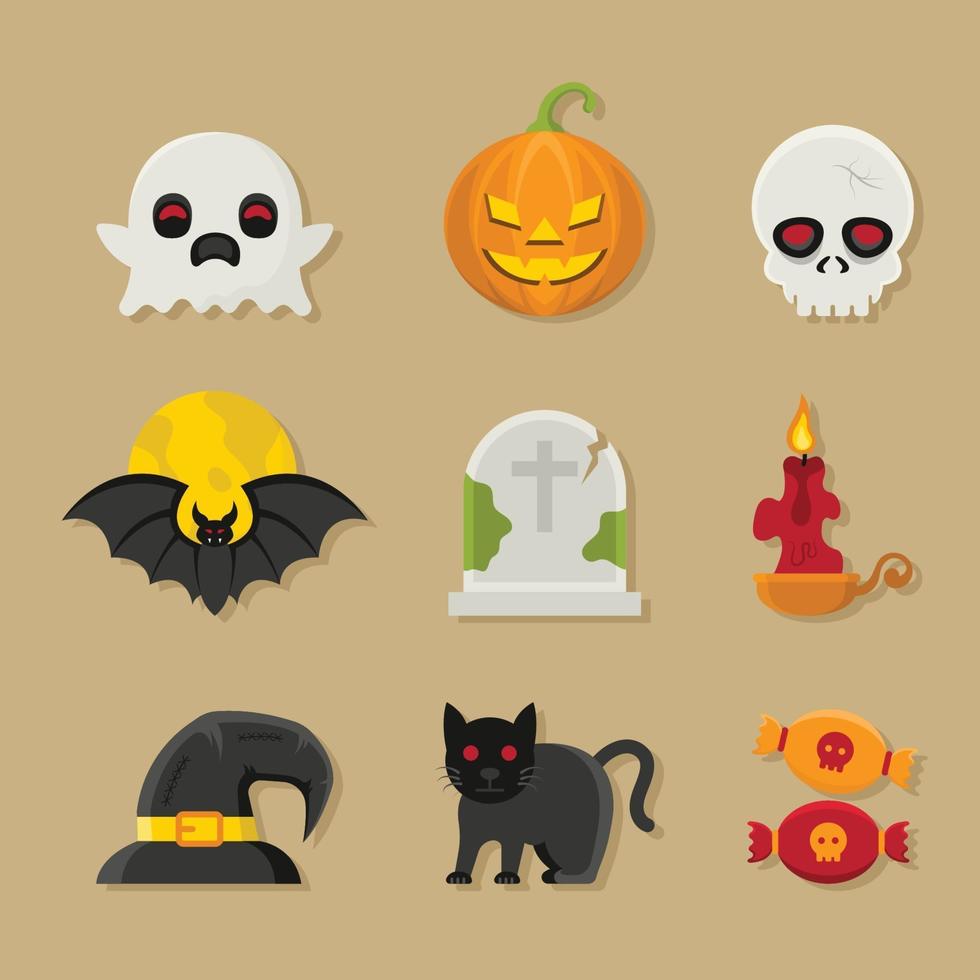 Set of Halloween Trick or Treat Icons vector