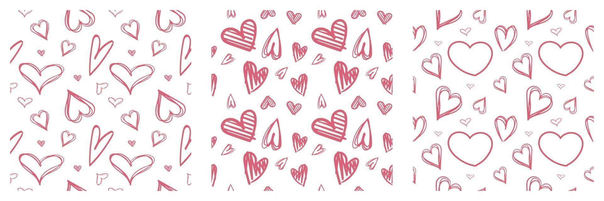 Collection of red hearts pattern transparent on a white background vector