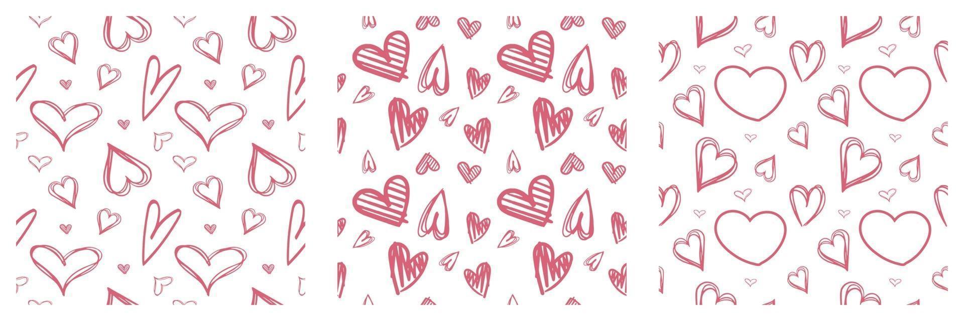 Collection of red hearts pattern transparent on a white background vector