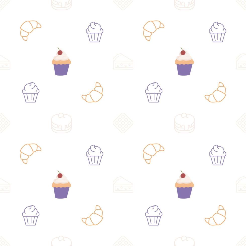 sweet desserts pattern transparent on a white background vector