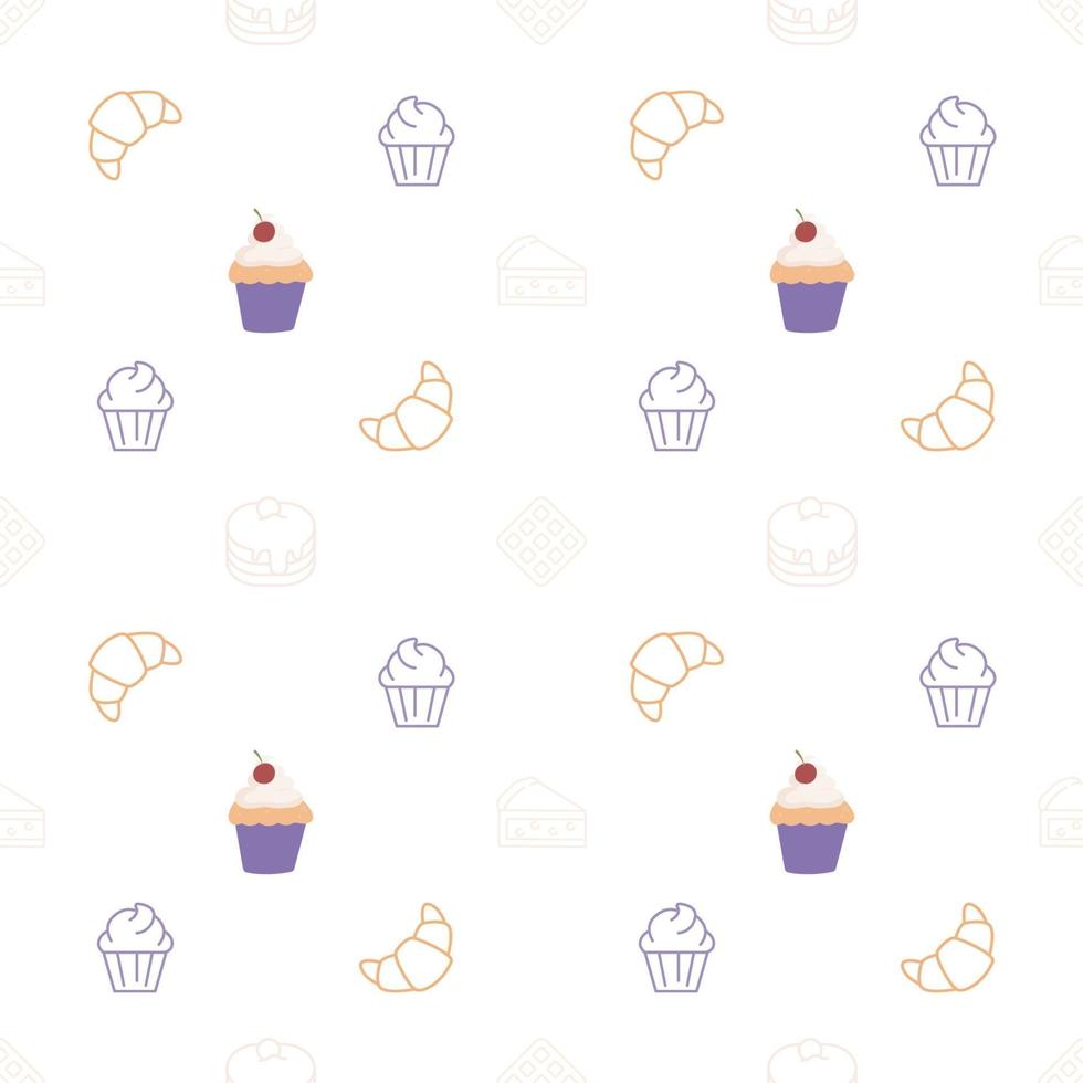 sweet desserts pattern transparent on a white background vector