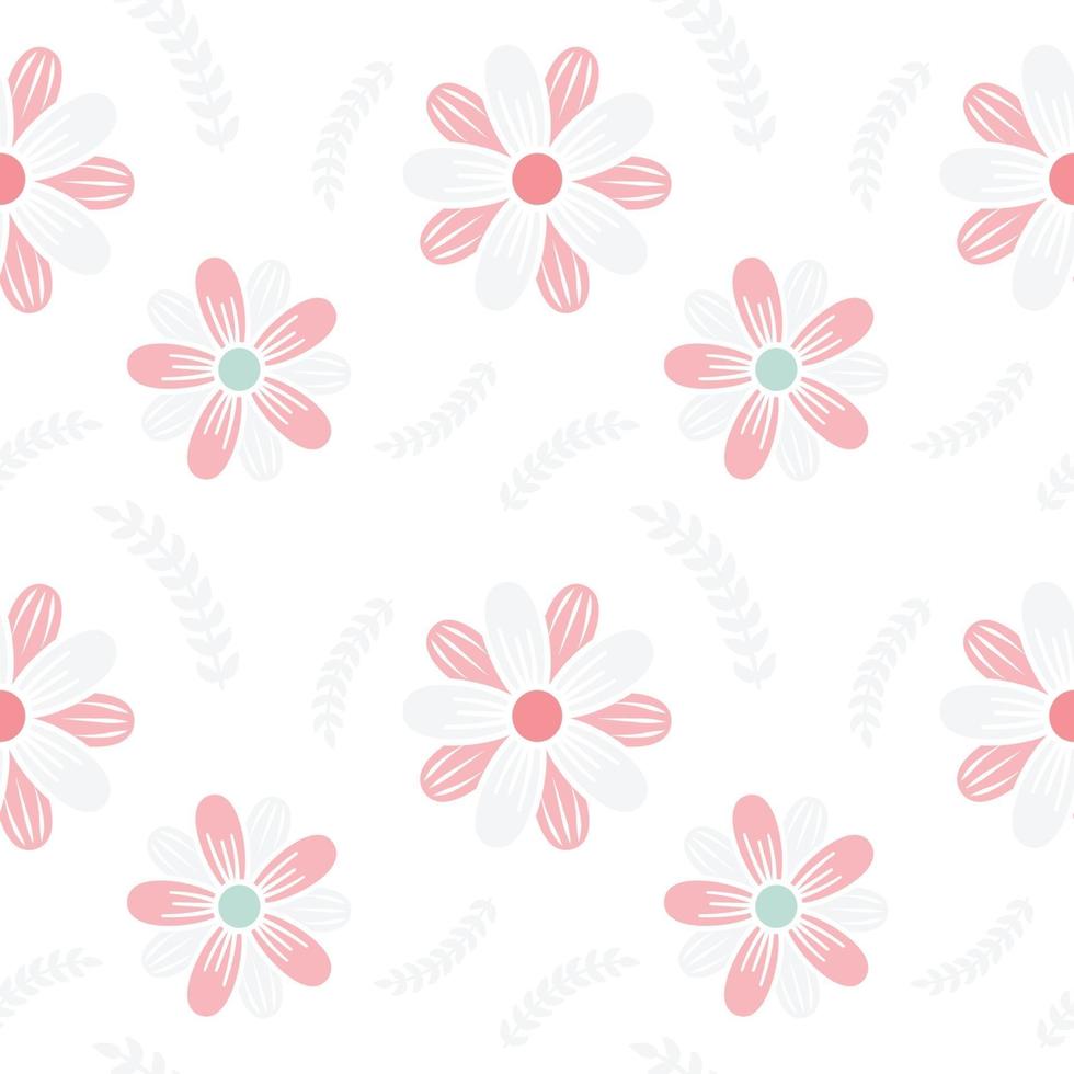 transparent fancy floral seamless pattern in pink vector