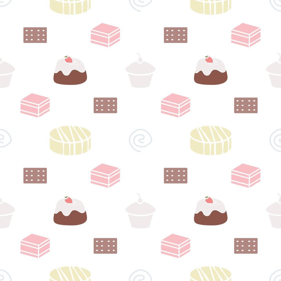 sweet desserts pattern transparent on a white background vector