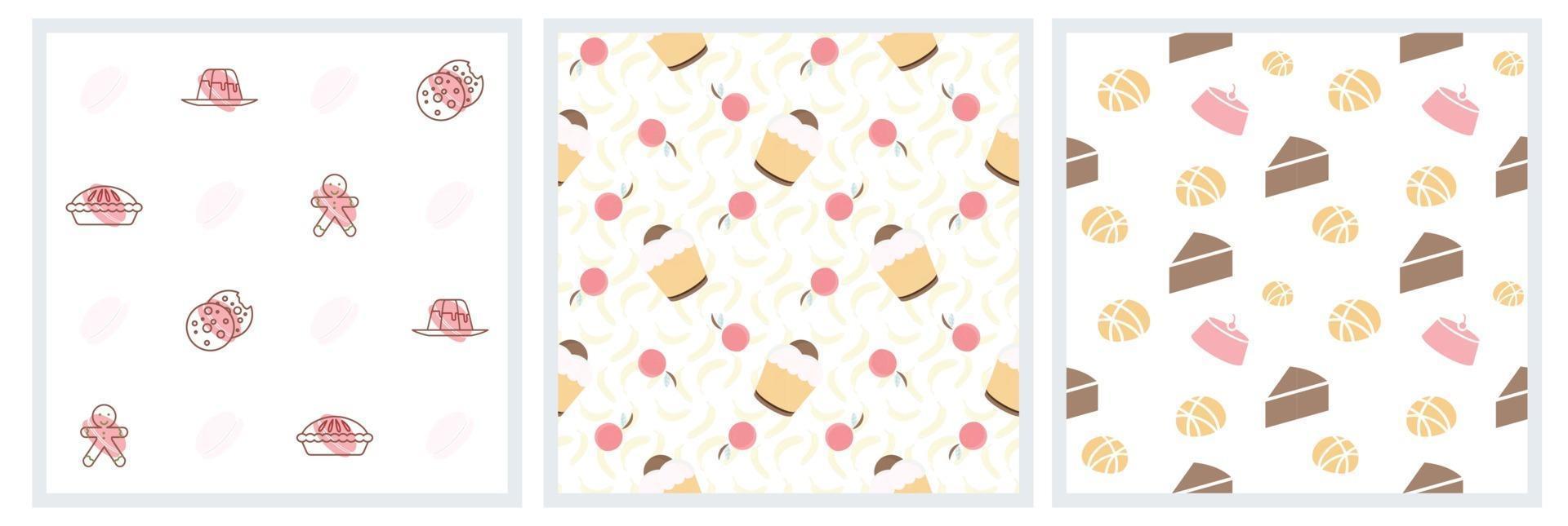 sweet desserts pattern transparent on a white background vector