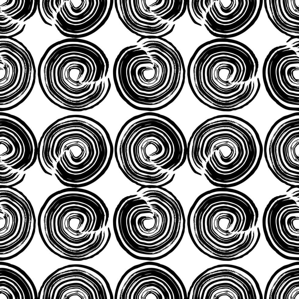 Brush geometric strokes seamless pattern circle. hand drawn circles vector