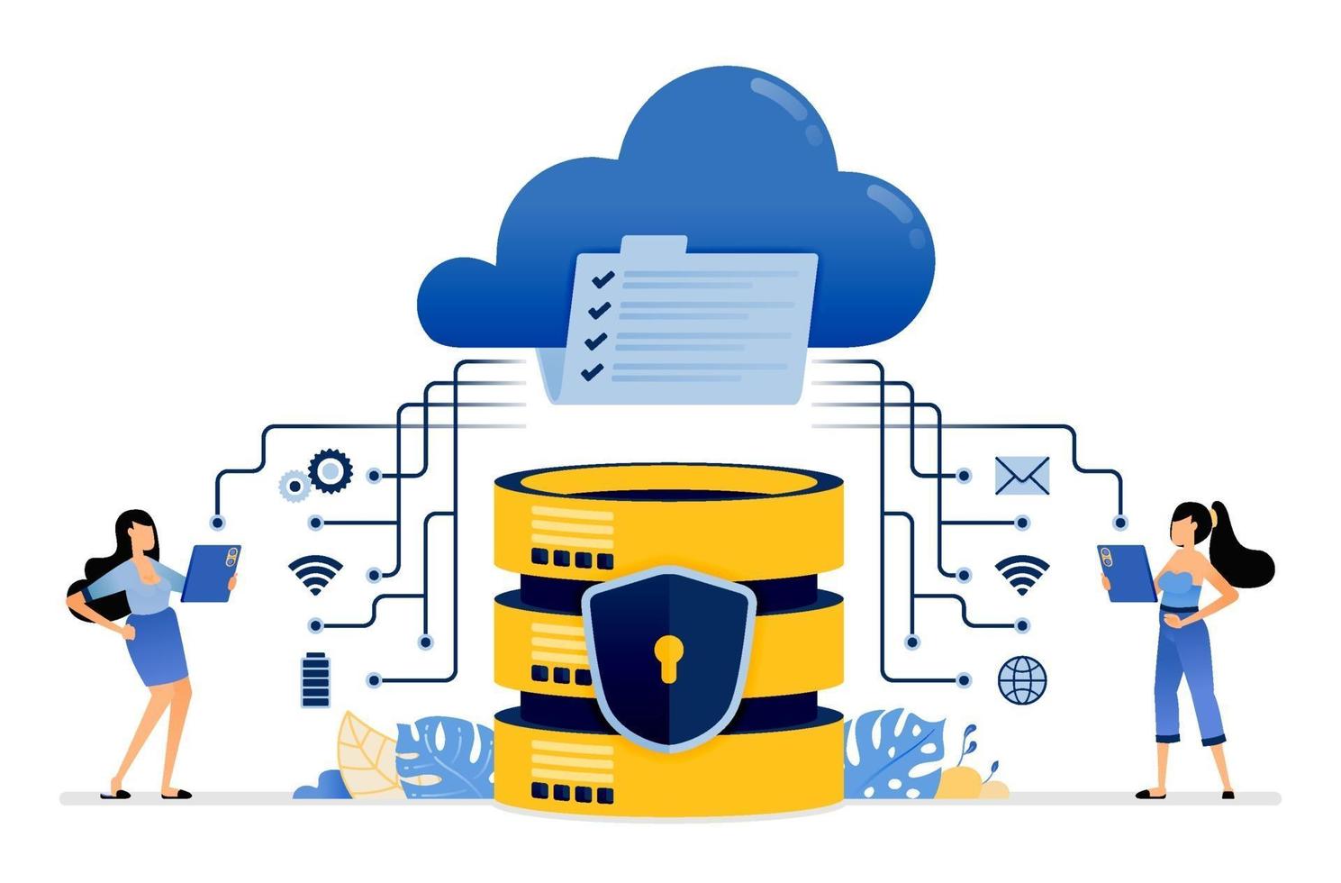 sharing data in cloud services integrated and secure database system vector