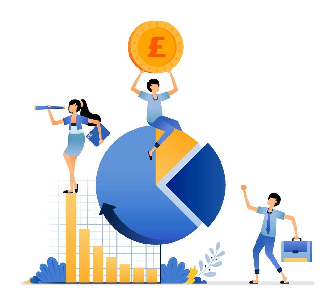 increase profit gain in market share and company performance planning vector