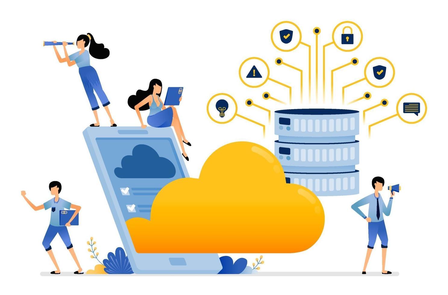 aplicaciones para servicios de almacenamiento móvil mediante la carga de datos al servidor de la base de datos vector