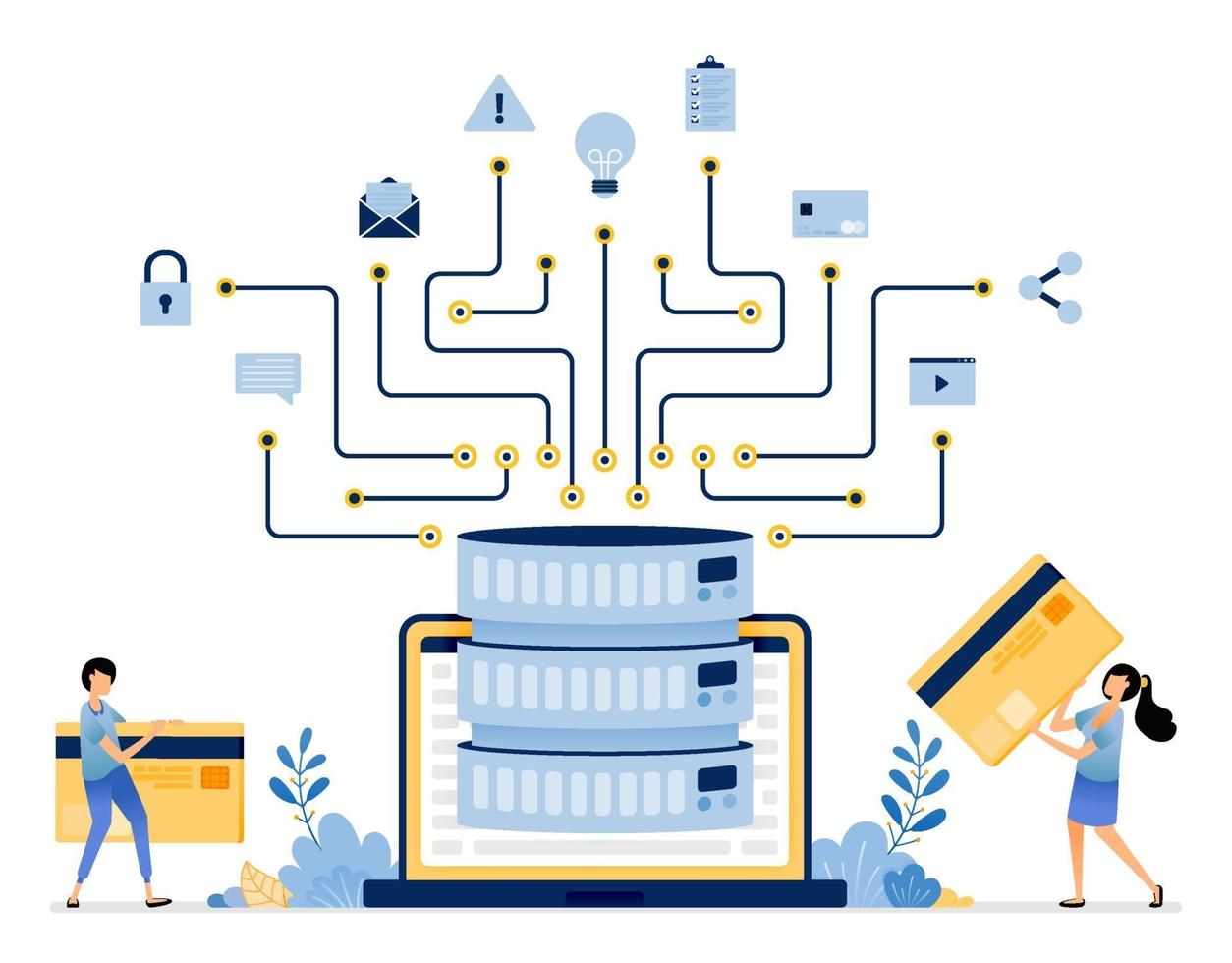 acceder a datos y archivos compartidos en una computadora portátil conectada al sistema de base de datos vector