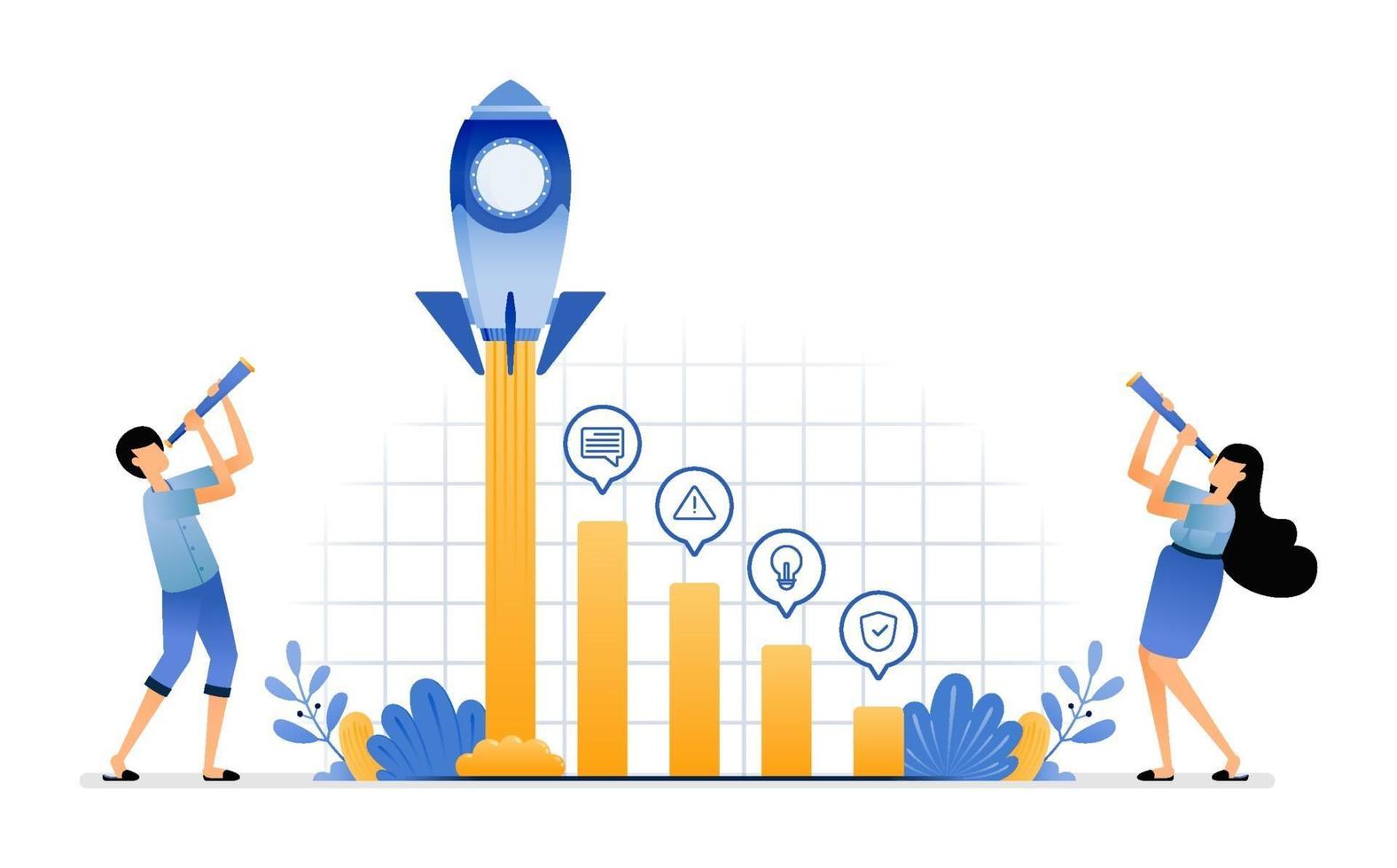 analizar el rendimiento aumentar las ganancias en las empresas de nueva creación vector